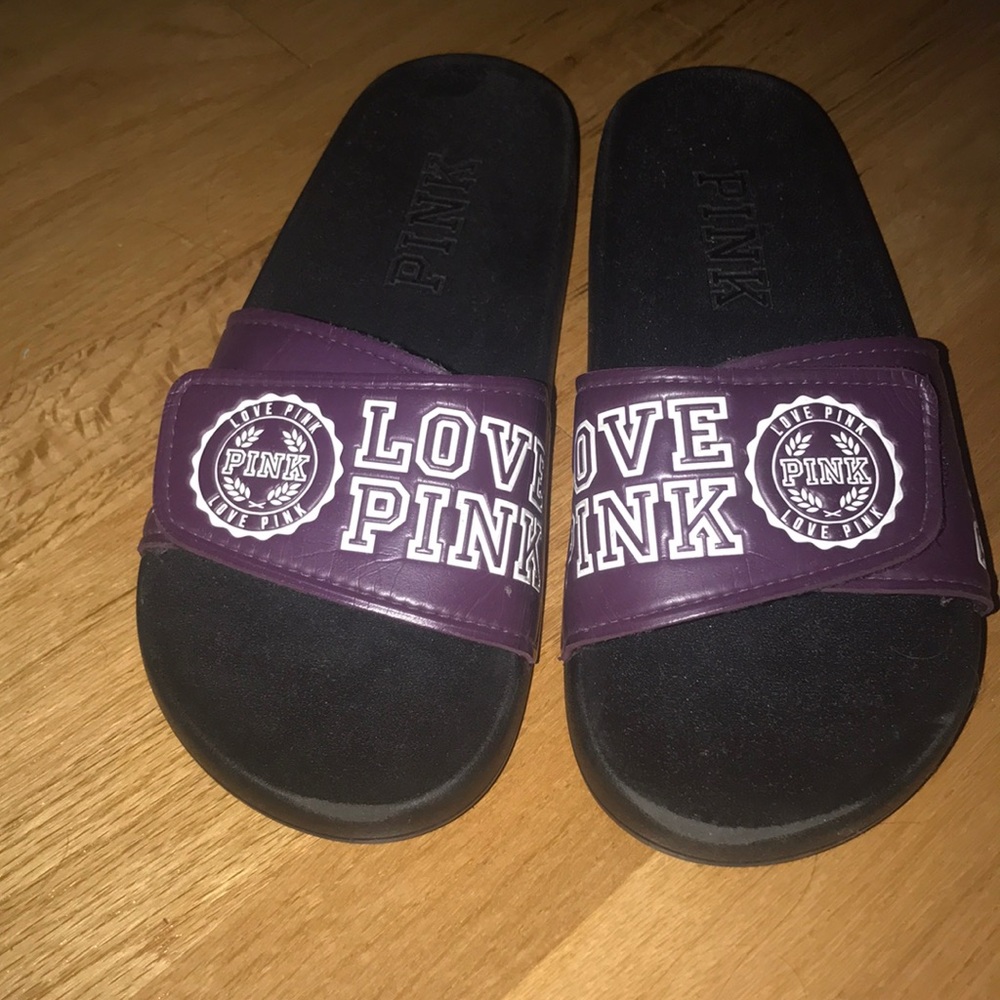 VS pink burgundy slides